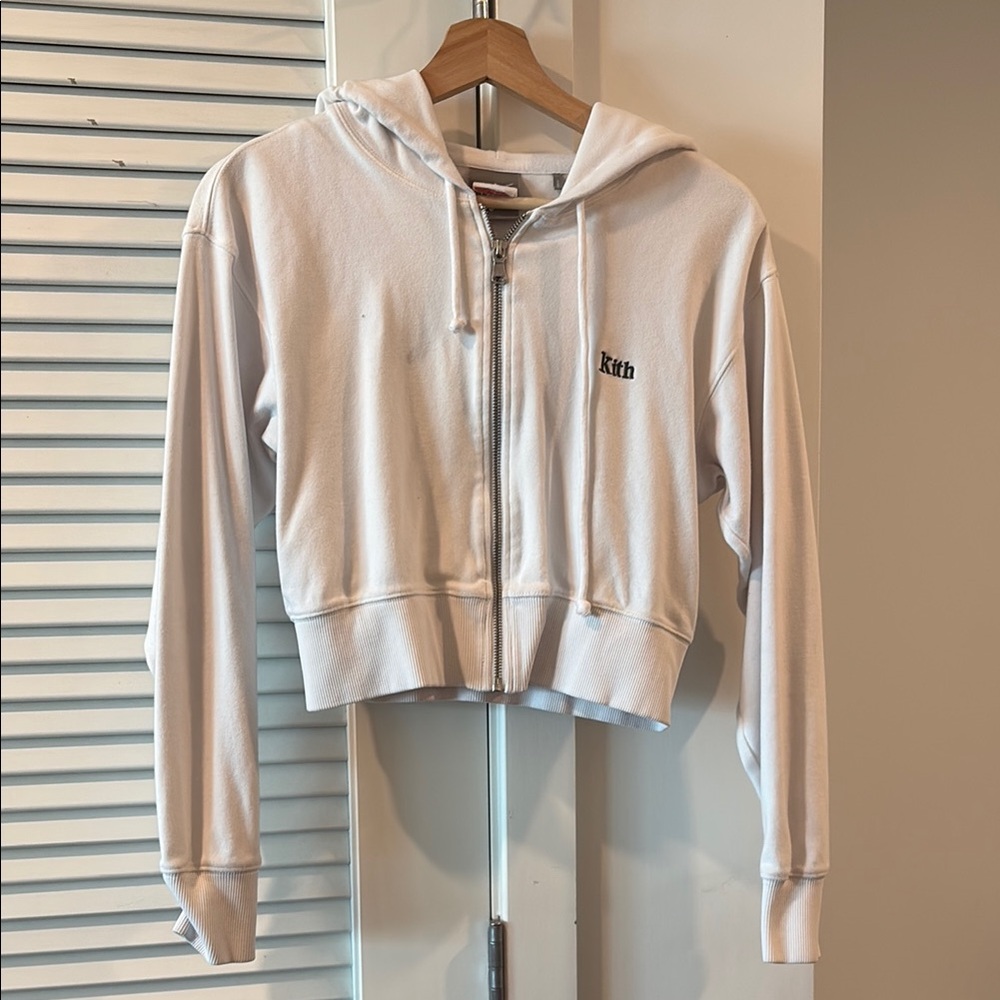 Kith White Cropped Jacket with Ribbed Cuffs